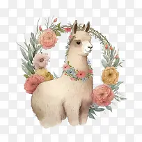 水彩骆驼-水彩骆驼骆驼与花圈