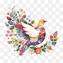水彩鸽子-水彩鸽子水彩和平和平花鸽子花