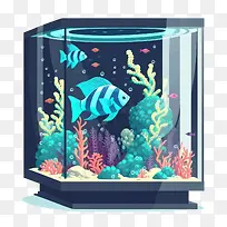 蓝色的鱼-蓝色的​​鱼条纹鱼水族馆
