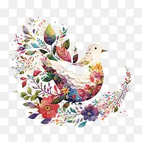 水彩鸽子-水彩鸽子水彩和平和平花鸽子花