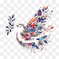 水彩鸽子-水彩鸽子水彩和平和平花鸽子花