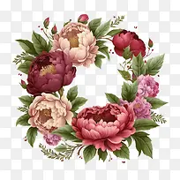 红色和粉色牡丹-红色和粉色牡丹牡丹花环