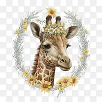 长颈鹿肖像-花环