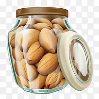 玻璃罐中的杏仁—健康食品