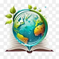 国际扫盲日-国际扫盲日地球仪和书籍书籍生态水