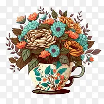 卡通咖啡杯-卡通咖啡杯鲜花咖啡杯