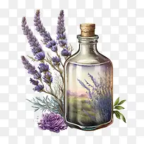 复古薰衣草-复古薰衣草薰衣草配玻璃瓶薰衣草油