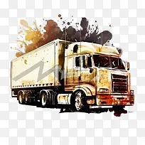 重型卡车-重型卡车水彩卡车