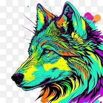 波普艺术狼-波普艺术狼抽象狼