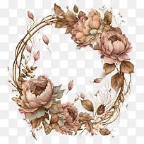 水彩牡丹-花环