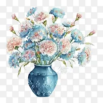 水彩康乃馨-水彩康乃馨康乃馨花康乃馨花瓶里