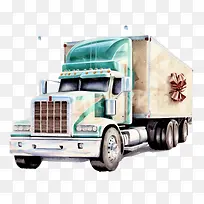 卡车-卡车卡车与礼品水彩卡车卡车半卡车