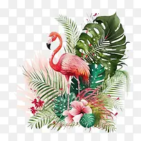 火烈鸟-棕榈叶