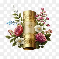 simchattorah-simchattorahsimhattorah花卉金色卷轴