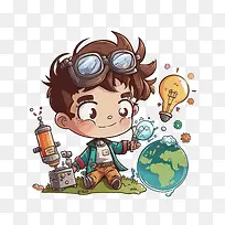 发明家日-发明家日卡通小孩科学实验