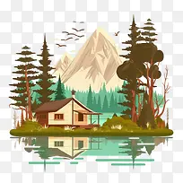 营地和小屋-夏令营
