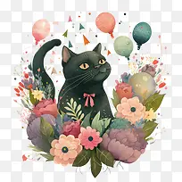 猫和花-花冠