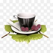 黑莓-黑莓黑莓水果覆盆子茶杯叶