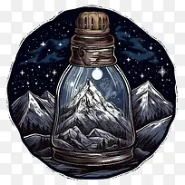 夜山-夜山素描山山山月光