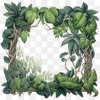植物藤蔓框架-植物藤蔓框架丛林植物树叶树枝