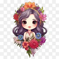 美人鱼-美人鱼可爱的美人鱼卡通女人花香