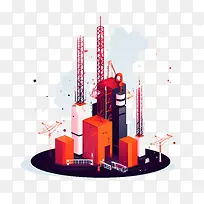 互联网-互联网平面互联网建筑工地工业景观