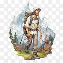 山地徒步旅行者-山地徒步旅行者山地探险徒步旅行背包登山