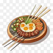 韩国食品-韩国食品卡通韩国食品鸡蛋米饭