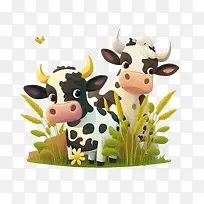 农场动物-农场动物牛牛草地
