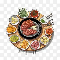 涂鸦韩国食品-涂鸦韩国食品韩国食品韩国烧烤烤肉厨房