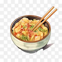 韩国食品-韩国食品水彩韩国食品亚洲面条汤