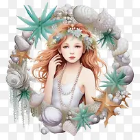 mermaid-mermaid美人鱼贝壳海浪贝壳项链