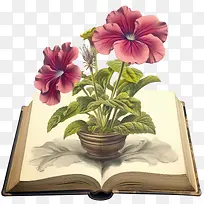 矮牵牛花-打开的书