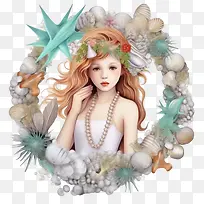 美人鱼-美人鱼美人鱼贝壳珊瑚海藻