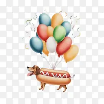 热狗-热狗狗生日气球横幅
