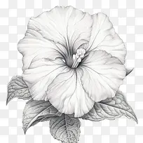 矮牵牛花-矮牵牛花花白色花瓣叶子