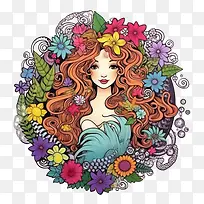 美人鱼-美人鱼美丽肖像女人花