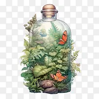 自然-自然瓶中的自然植物玻璃容器