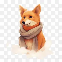 狐狸-狐狸狐狸围巾冬天雪