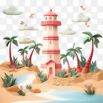 海滩岛-棕榈树