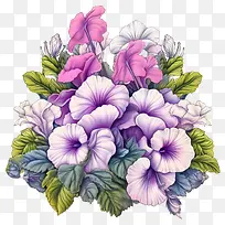 矮牵牛花-矮牵牛花粉红色的花朵紫色的花朵花束充满活力