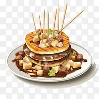 韩国食品-韩国食品披萨肉奶酪面包