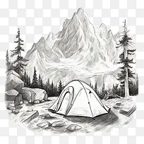 露营-露营自然露营帐篷山