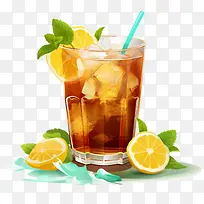 冰茶——冰茶冰茶饮料柠檬水薄荷叶冰