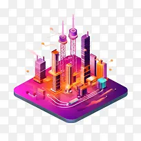 互联网-互联网天际线城市景观现代城市景观未来城市景观