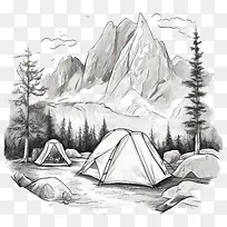 露营-露营自然露营帐篷山