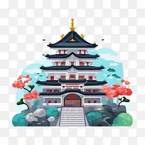 日本城堡-瀑布