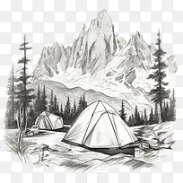 露营-露营自然露营帐篷山