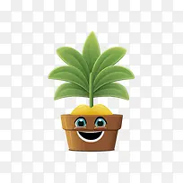 幼苗-幼苗植物微笑快乐棕色锅