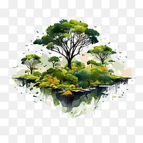 大树-大树森林树木水中的倒影